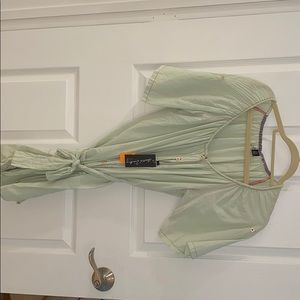 Light greeen off the shoulders dress